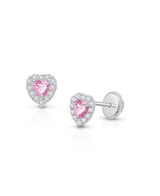 Tiny Blessings Children's 14K Gold Blissful Heart Studs Girls' Screw Back Earrings