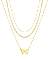 Unwritten Cubic Zirconia Bow Layered Necklace Set