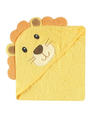Luvable Friends Baby Unisex Cotton Animal Face Hooded Towel, Lion, One Size