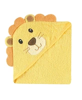 Luvable Friends Baby Unisex Cotton Animal Face Hooded Towel, Lion, One Size