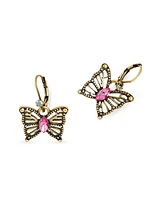 Betsey Johnson Faux Stone Boho Butterfly Openwork Drop Earrings