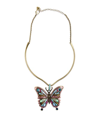 Betsey Johnson Faux Stone Boho Butterfly Pendant Wire Necklace