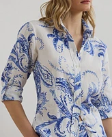 Lauren Ralph Petite Relaxed-Fit Paisley Linen Shirt