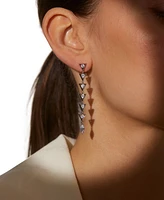Eliot Danori Silver-Tone Cubic Zirconia Triangle Linear Drop Earrings, Exclusively at Macy's