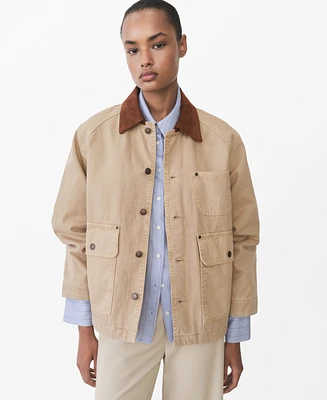 Mango Women's Contrasting Collar Denim Parka Jacket
