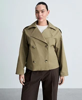 Mango Women's Double-Breasted Cropped Trench Jacket