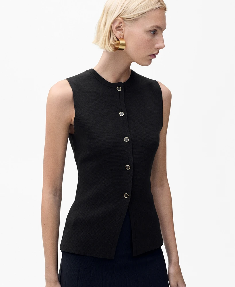 Mango Women's Fine-Knit Buttoned Vest Jacket