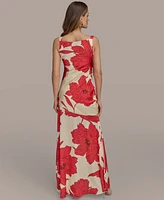 Donna Karan New York Women's Printed Cowl-Neck Gown