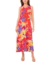 Msk Women's Round-Neck Sleeveless Keyhole Back Maxi Dress
