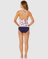 Anne Cole Womens Watercolor Paisley Marilyn Halter Tankini Top High Waist Bikini Bottoms