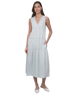Dkny Jeans Women's Sleeveless Tiered Midi Dress - L37