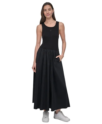 Dkny Jeans Women's Mixed-Media Tank Dress - BLK