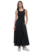 Dkny Jeans Women's Mixed-Media Tank Dress - BLK