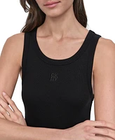Dkny Jeans Women's Mixed-Media Tank Dress - BLK