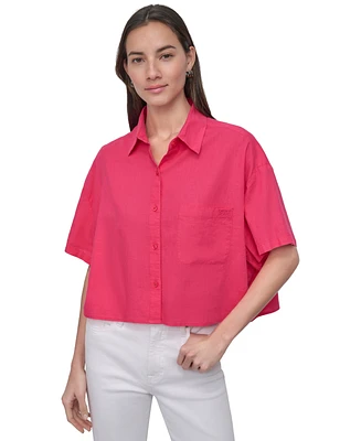 Dkny Jeans Women's Oversized Cropped Shirt