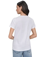 Dkny Jeans Women's Embellished Graphic Print Crewneck T-Shirt - WHB