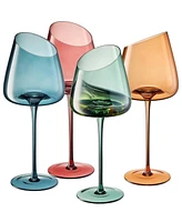 The Wine Savant Khen Slanted Stemmed Wine Glasses, Set of 4