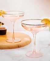 The Wine Savant Gilded Rim Coupe Glasses, Set of 2