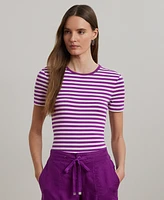 Lauren Ralph Lauren Petite Striped Stretch Cotton Crewneck Tee