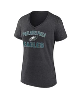Fanatics Women's Heather Charcoal Philadelphia Eagles Victory Arch V-neck T-Shirt