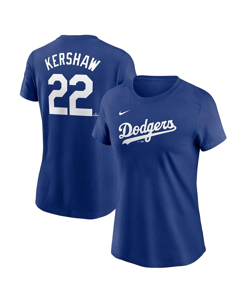 Nike Women's Clayton Kershaw Royal Los Angeles Dodgers Fuse Name Number T-Shirt