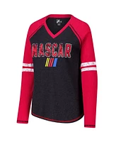 G-iii 4Her by Carl Banks Women's Black Nascar Winner Tri-Blend V-Neck Long Sleeve T-Shirt