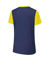 G-iii 4Her by Carl Banks Women's Navy Michigan Wolverines Racer Crewneck Ringer T-Shirt
