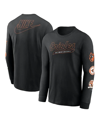 Nike Men's Black Baltimore Orioles Cooperstown Collection Knockout Long Sleeve T-Shirt