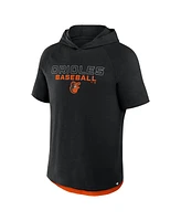 Fanatics Men's Black Baltimore Orioles Clubhouse Optimal Play Raglan Short Sleeve Pullover Hoodie