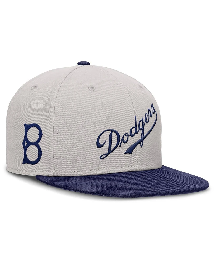 Nike Men's Gray Brooklyn Dodgers Cooperstown Collection True Performance Fitted Hat