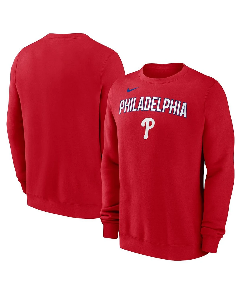 Nike Men's Red Philadelphia Phillies Pullover Sweatshirt