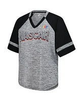 G-iii 4Her by Carl Banks Women's Heather Gray Nascar Hall of Fame Oversized Raglan V-neck T-Shirt