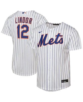 Nike Big Boys and Girls Francisco Lindor White New York Mets Home Replica Player Jersey