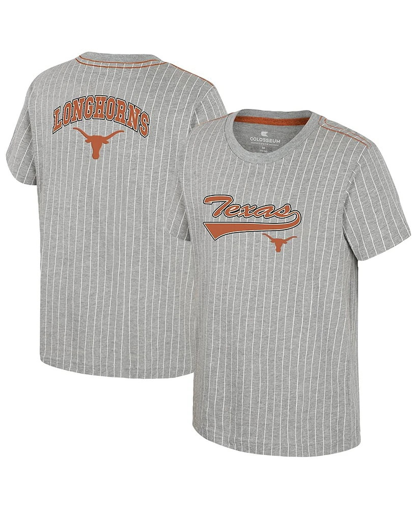 Colosseum Big Boys and Girls Heather Gray Texas Longhorns Airball Baseball T-Shirt
