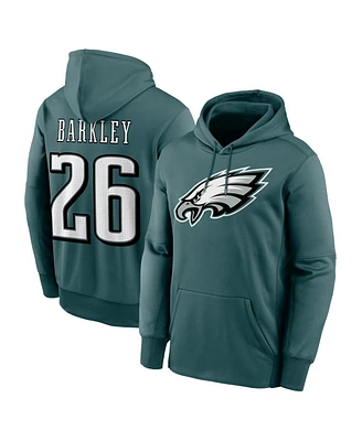 Nike Men's Saquon Barkley Midnight Green Philadelphia Eagles Player Name Number Performance Pullover Hoodie