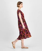 Democracy Women's Printed Extended-Shoulder Midi Dress