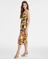Row A Juniors' Scalloped Printed Slip Midi Dress