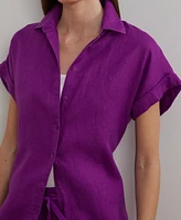 Lauren Ralph Petite Relaxed-Fit Linen Short-Sleeve Shirt