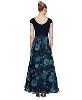 Sl Fashions Floral-Organza Gown
