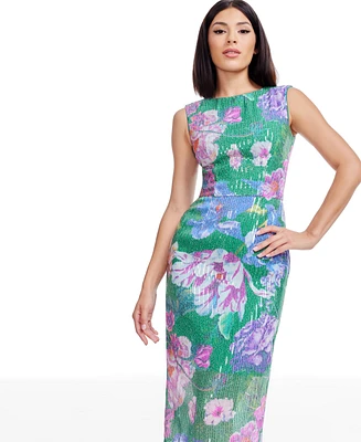Dress the Population Women's Claudette Floral-Print Sequin