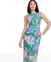 Dress the Population Women's Claudette Floral-Print Sequin