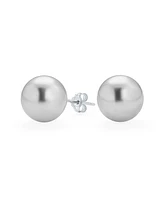 Bling Jewelry Classic Light Grey Simulated Pearl Drop Ball Earrings Sterling Silver