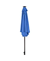 Gymax ft Patio Table Market Umbrella Yard Outdoor w/ Solar Led Lights