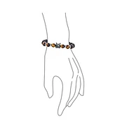 Bling Jewelry Jungle Animal Round Bead Strand Stretch Fox Wolf Bracelet Gold Plated Stackable Adjustable