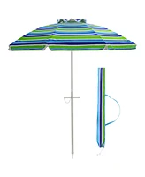 Gymax 6.5Ft Beach Umbrella w/ Tilt Mechanism Sand Anchor Carrying Bag