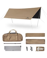 Naturehike Camping Tent Tarp with Poles, Waterproof Pu 18000mm+, Anti-uv UPF2000+ Camping Sun Shelter Rain Fly, Camping Tent Canopy