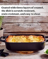 Alva Nori 12"x8" Enameled Cast Iron Rectangular Roasting Pan, Non-Toxic Pfas-Free Casserole Dish, Naturally Nonstick Baking & Braising Pot, Oven Safe