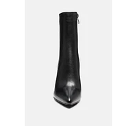 Margen Womens Ankle High Pointed Toe Block Heeled Boot