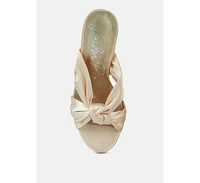Womens Strobing Knotted Chunky Platform Heels sandals
