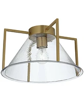 Possini Euro Ellsmere 15"W Warm Brass Ceiling Light with Hammer Glass - Possini Euro Design